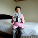 Lee Chun-ja, 88, holds her wedding picture to give to her North Korean family at Hanwha resort in Sokcho, Seoul.